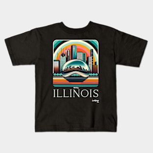 Illinois Impressions: Urban Retro Fusion - American Vintage Retro style USA State Kids T-Shirt